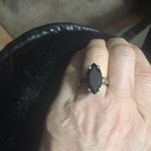 Elegant Black Stone Silver Ring